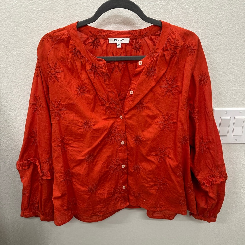 Madewell orange blouse